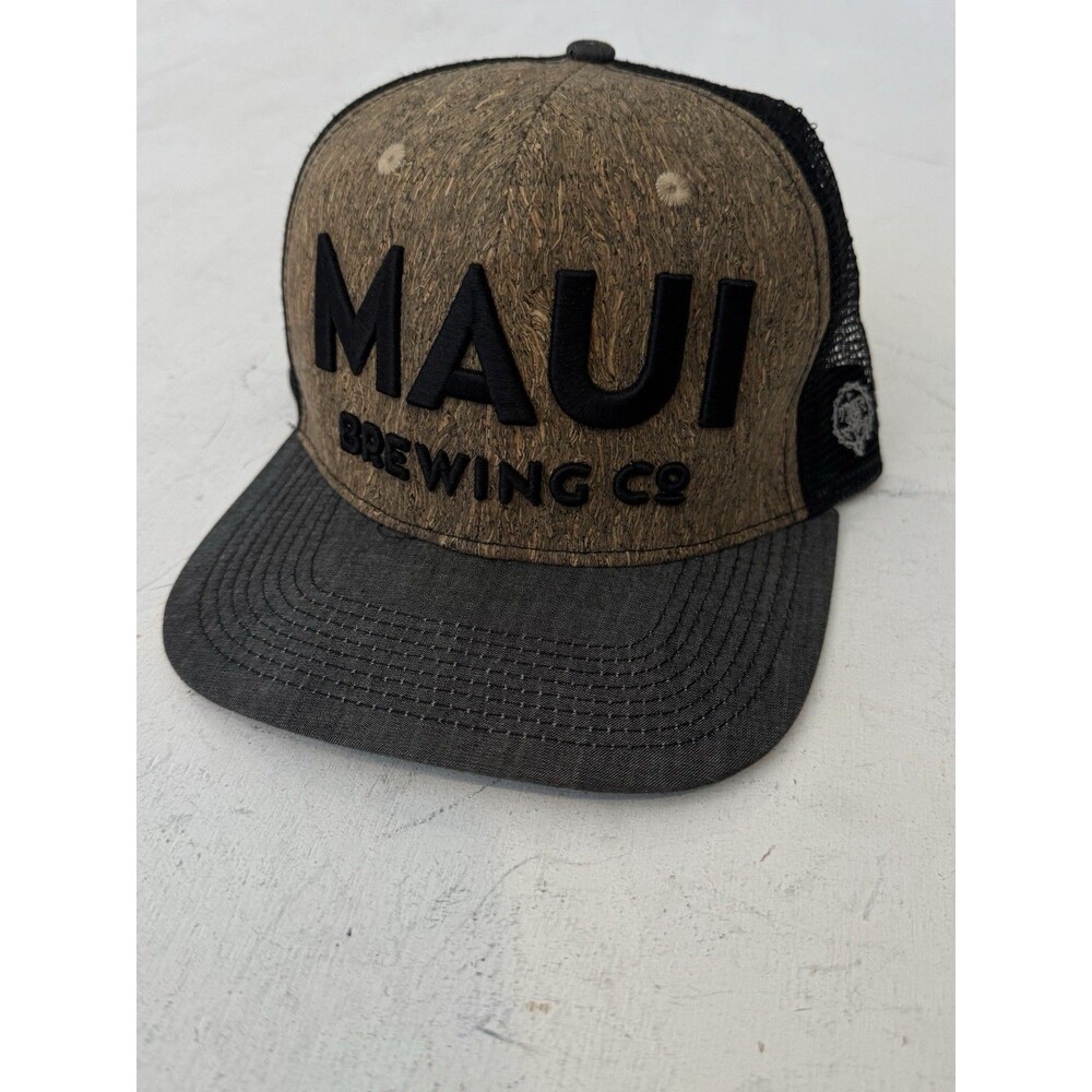 Maui Brewing Co Snapback Hat Wood Grain Print Double Portion Supply Hawaii Cap